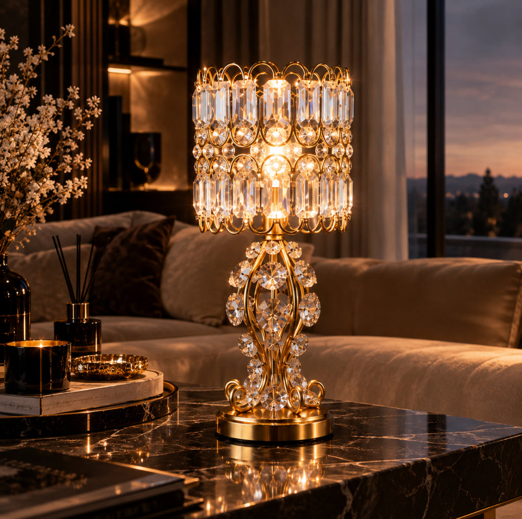 Lampe d'appoint cristal doré