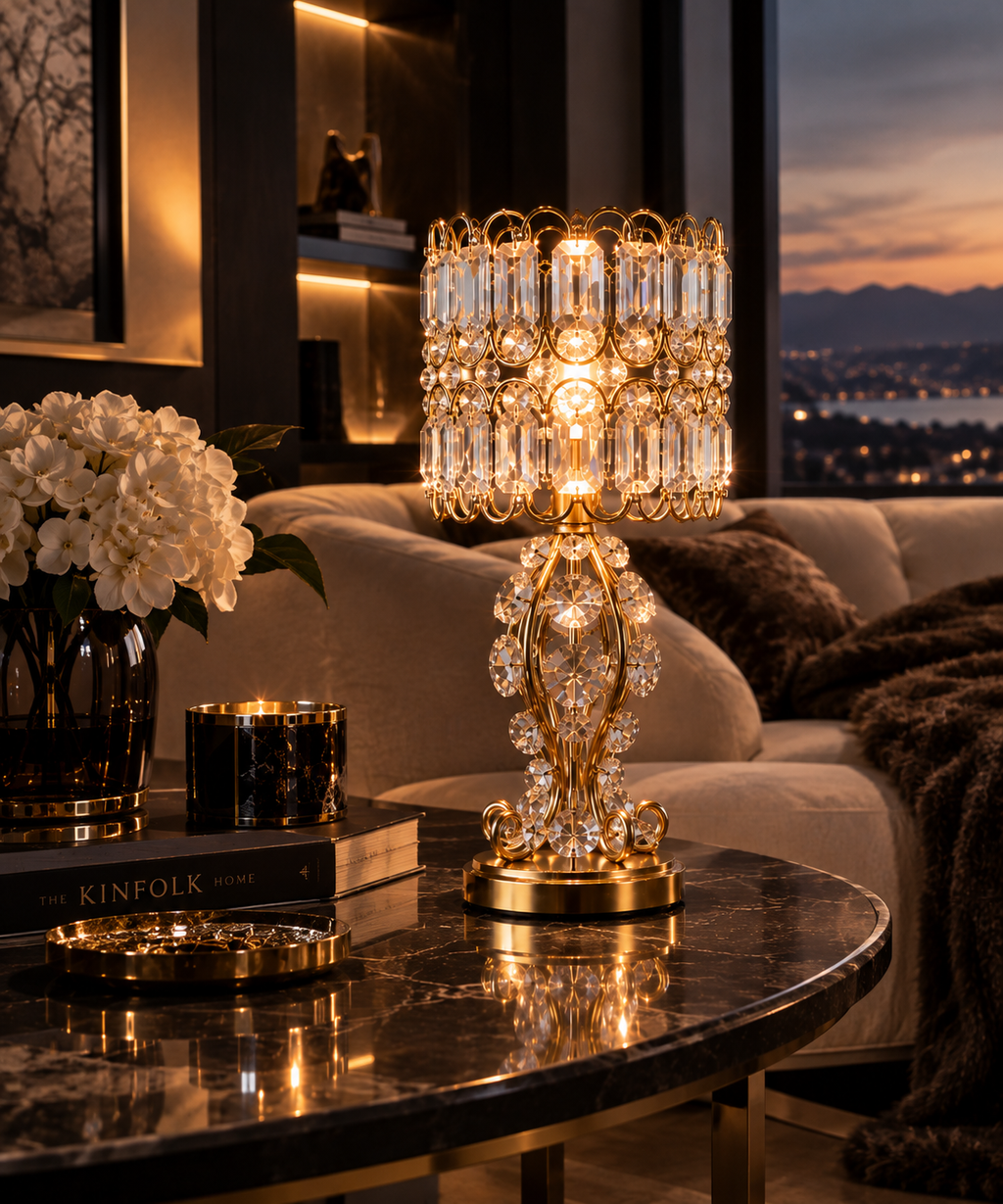 Lampe d'appoint cristal doré
